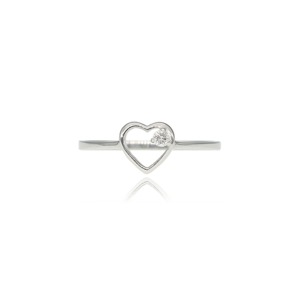 Fehér arany szív gyűrű 55-ös méret (B46072)